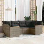 Set mobilier grădină cu perne, 6 piese, gri, poliratan GartenMobel Dekor
