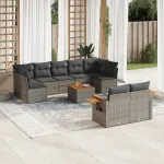 Set mobilier de grădină cu perne, 10 piese, gri, poliratan GartenMobel Dekor