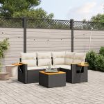 Set mobilier de grădină cu perne, 5 piese, negru, poliratan GartenMobel Dekor