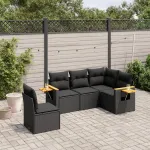 Set mobilier de grădină cu perne, 5 piese, negru, poliratan GartenMobel Dekor