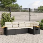 Set mobilier de grădină cu perne, 5 piese, negru, poliratan GartenMobel Dekor