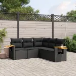 Set mobilier de grădină cu perne, 5 piese, negru, poliratan GartenMobel Dekor