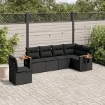 Set mobilier de grădină cu perne, 6 piese, negru, poliratan GartenMobel Dekor