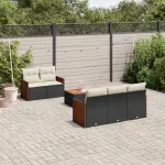 Set mobilier de grădină cu perne, 6 piese, negru, poliratan GartenMobel Dekor