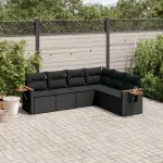 Set mobilier de grădină cu perne, 6 piese, negru, poliratan GartenMobel Dekor