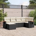 Set mobilier de grădină cu perne, 6 piese, negru, poliratan GartenMobel Dekor