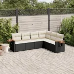 Set mobilier de grădină cu perne, 6 piese, negru, poliratan GartenMobel Dekor