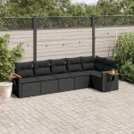 Set mobilier de grădină cu perne, 6 piese, negru, poliratan GartenMobel Dekor