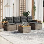 Set mobilier grădină cu perne, 6 piese, gri, poliratan GartenMobel Dekor