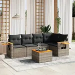 Set mobilier grădină cu perne, 6 piese, gri, poliratan GartenMobel Dekor