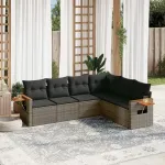 Set mobilier grădină cu perne, 6 piese, gri, poliratan GartenMobel Dekor