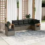 Set mobilier grădină cu perne, 6 piese, gri, poliratan GartenMobel Dekor
