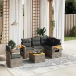 Set mobilier grădină cu perne, 6 piese, gri, poliratan GartenMobel Dekor