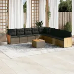 Set mobilier de grădină cu perne, 10 piese, gri, poliratan GartenMobel Dekor