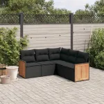 Set mobilier de grădină cu perne, 5 piese, negru, poliratan GartenMobel Dekor