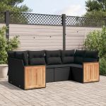 Set mobilier de grădină cu perne, 6 piese, negru, poliratan GartenMobel Dekor