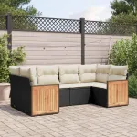 Set mobilier de grădină cu perne, 6 piese, negru, poliratan GartenMobel Dekor