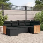 Set mobilier de grădină cu perne, 6 piese, negru, poliratan GartenMobel Dekor