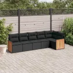 Set mobilier de grădină cu perne, 6 piese, negru, poliratan GartenMobel Dekor