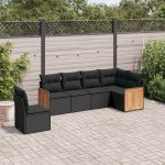 Set mobilier de grădină cu perne, 6 piese, negru, poliratan GartenMobel Dekor
