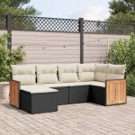 Set mobilier de grădină cu perne, 6 piese, negru, poliratan GartenMobel Dekor