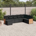 Set mobilier de grădină cu perne, 8 piese, negru, poliratan GartenMobel Dekor