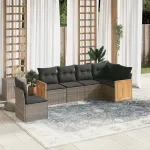 Set mobilier grădină cu perne, 6 piese, gri, poliratan GartenMobel Dekor