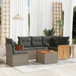 Set mobilier grădină cu perne, 6 piese, gri, poliratan GartenMobel Dekor