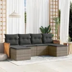 Set mobilier grădină cu perne, 6 piese, gri, poliratan GartenMobel Dekor