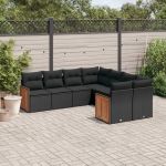 Set mobilier de grădină cu perne, 8 piese, negru, poliratan GartenMobel Dekor