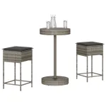 Set mobilier bar de grădină, cu perne, 3 piese, gri, poliratan GartenMobel Dekor