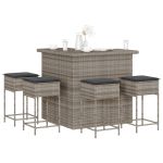 Set mobilier bar de grădină, cu perne, 5 piese, gri, poliratan GartenMobel Dekor