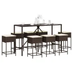 Set mobilier bar de grădină, cu perne, 9 piese, maro, poliratan GartenMobel Dekor