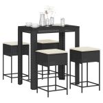 Set mobilier bar de grădină cu perne, 5 piese, negru, poliratan GartenMobel Dekor