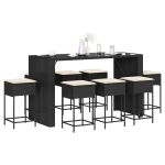Set mobilier bar de grădină cu perne, 9 piese, negru, poliratan GartenMobel Dekor