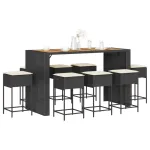Set mobilier bar de grădină cu perne, 9 piese, negru, poliratan GartenMobel Dekor
