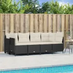 Set mobilier de grădină cu perne, 5 piese, negru, poliratan GartenMobel Dekor