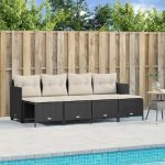 Set mobilier de grădină cu perne, 5 piese, negru, poliratan GartenMobel Dekor