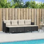 Set mobilier de grădină cu perne, 5 piese, negru, poliratan GartenMobel Dekor