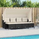 Set mobilier de grădină cu perne, 5 piese, negru, poliratan GartenMobel Dekor