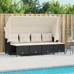 Set mobilier de grădină cu perne, 5 piese, negru, poliratan GartenMobel Dekor