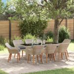 Set de masă pentru grădină 9 pcs Gri deschis poliratan GartenMobel Dekor