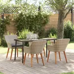 Set de masă pentru grădină cu pernă 5 pcs Gri deschis poliratan GartenMobel Dekor