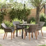 Set de masă pentru grădină cu pernă 5 pcs Gri poliratan GartenMobel Dekor