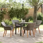 Set de masă pentru grădină cu pernă 5 pcs Gri poliratan GartenMobel Dekor
