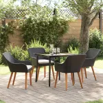 Set de masă pentru grădină cu pernă 5 pcs Negru poliratan GartenMobel Dekor
