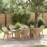Set de masă pentru grădină cu pernă 7 pcs Bej poliratan GartenMobel Dekor