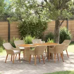 Set de masă pentru grădină cu pernă 7 pcs Bej poliratan GartenMobel Dekor