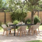 Set de masă pentru grădină cu pernă 7 pcs Gri deschis poliratan GartenMobel Dekor