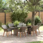 Set de masă pentru grădină cu pernă 7 pcs Gri poliratan GartenMobel Dekor
